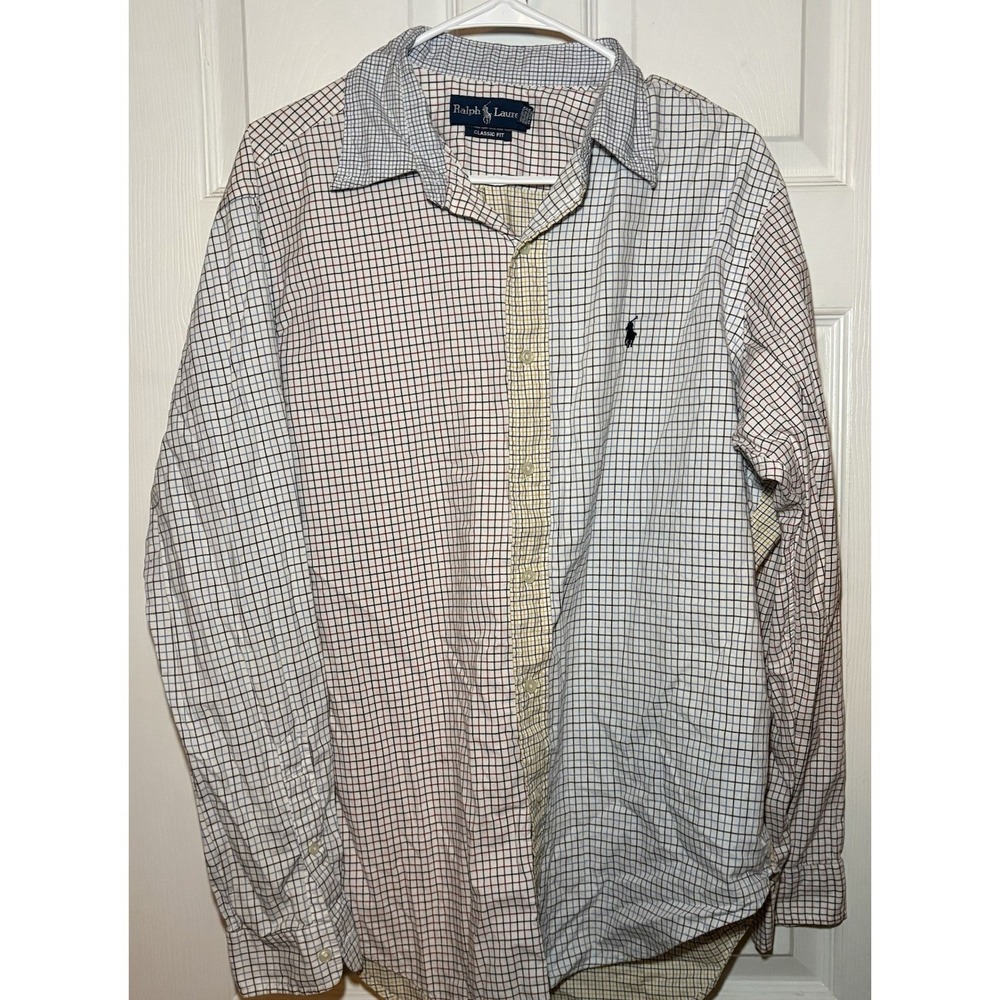 Ralph Lauren Shirt Mens XL Colorblock Colorful Plaid Polo Pony Business Classic